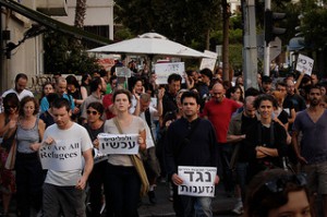 Protest in Tel Aviv für die Rechte von Flüchtlingen im Mai 2012. cc: Sasha Y. Kimel 